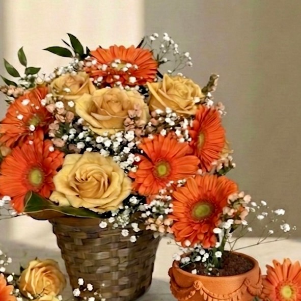 Golden Sunset Bloom Basket - Image 2