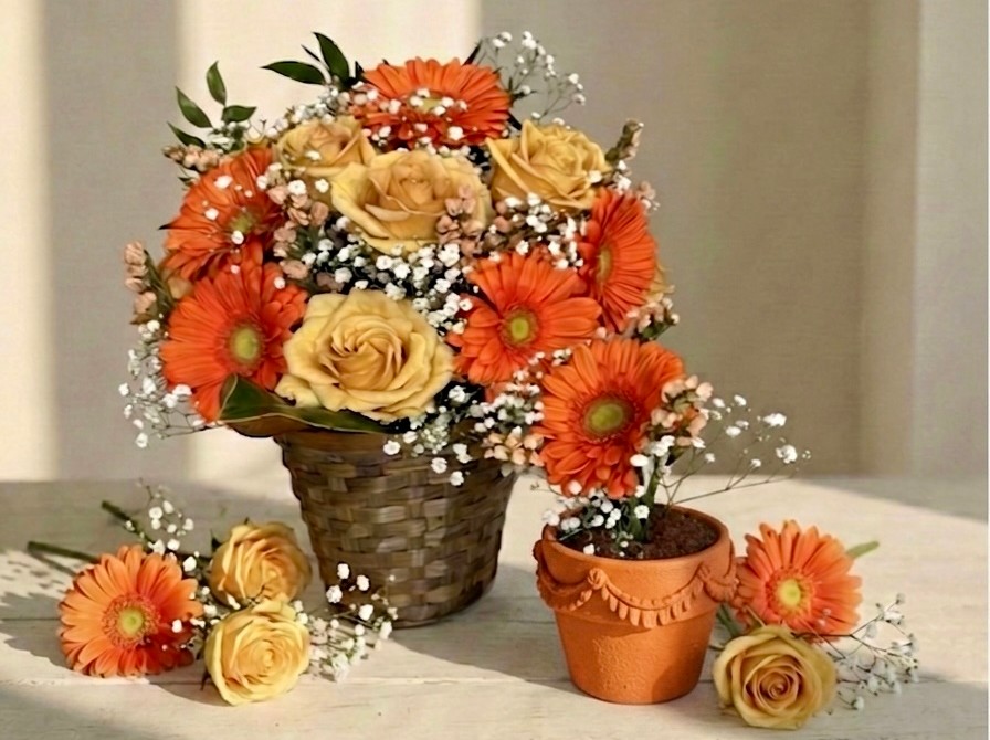 Golden Sunset Bloom Basket - Image 3